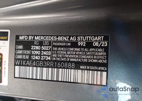 2024 Mercedes-Benz C 300 z USA, uszkodzony, nr VIN W1KAF4GB3RR160888